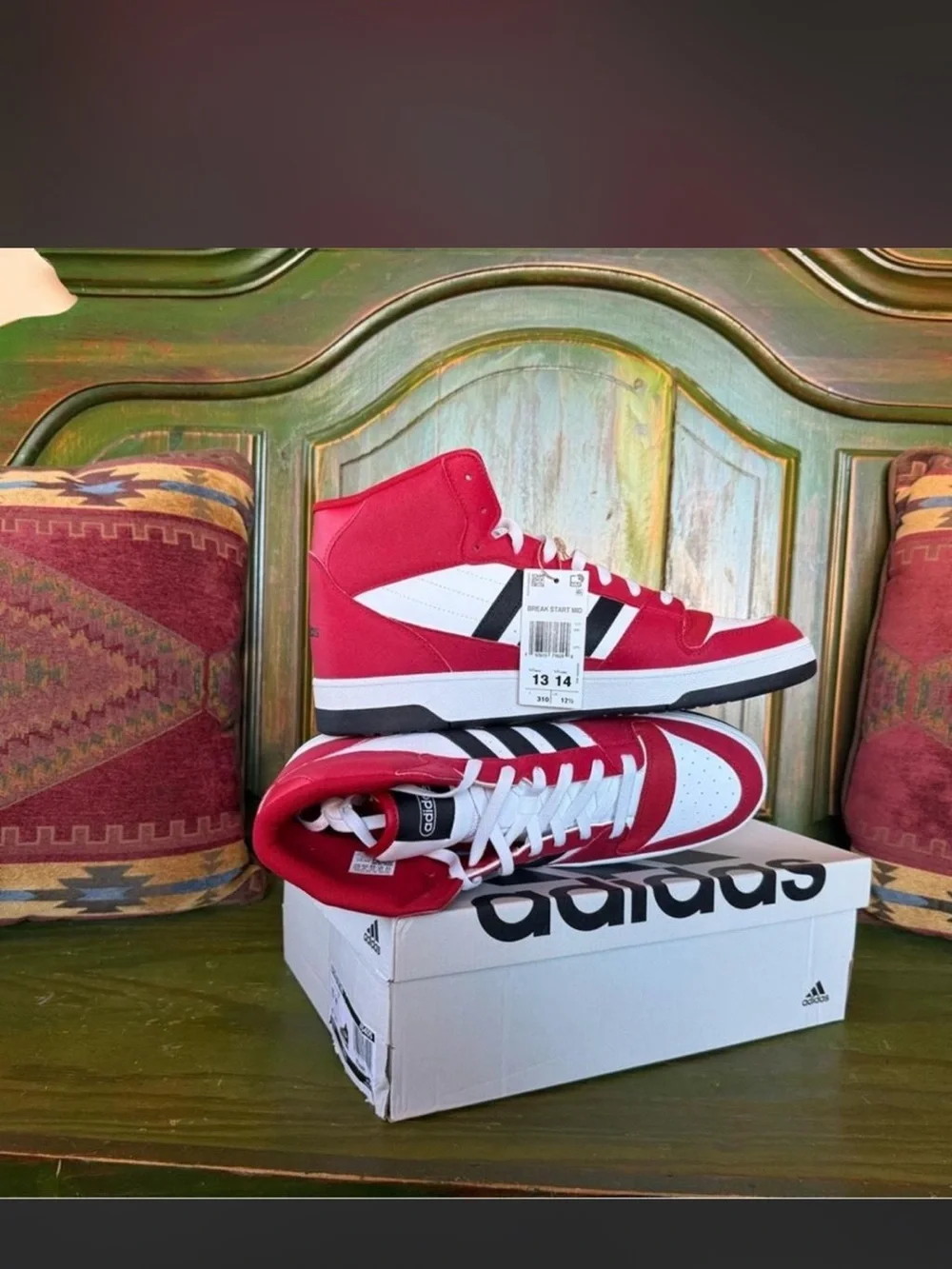 adidas Red White Black High-Top Sneakers
